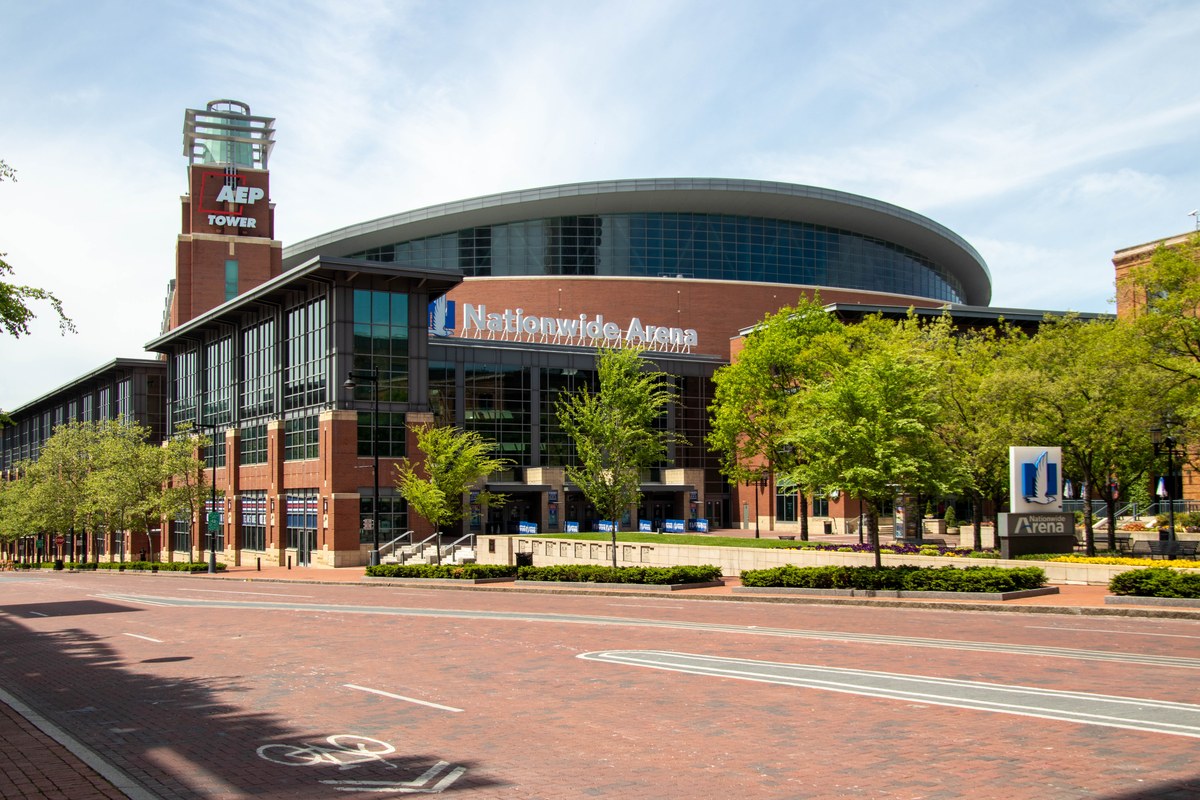 Nationwide Arena exterior in Columbus, photographed in 2021; venue context only, not the 2027 tournament field or games.