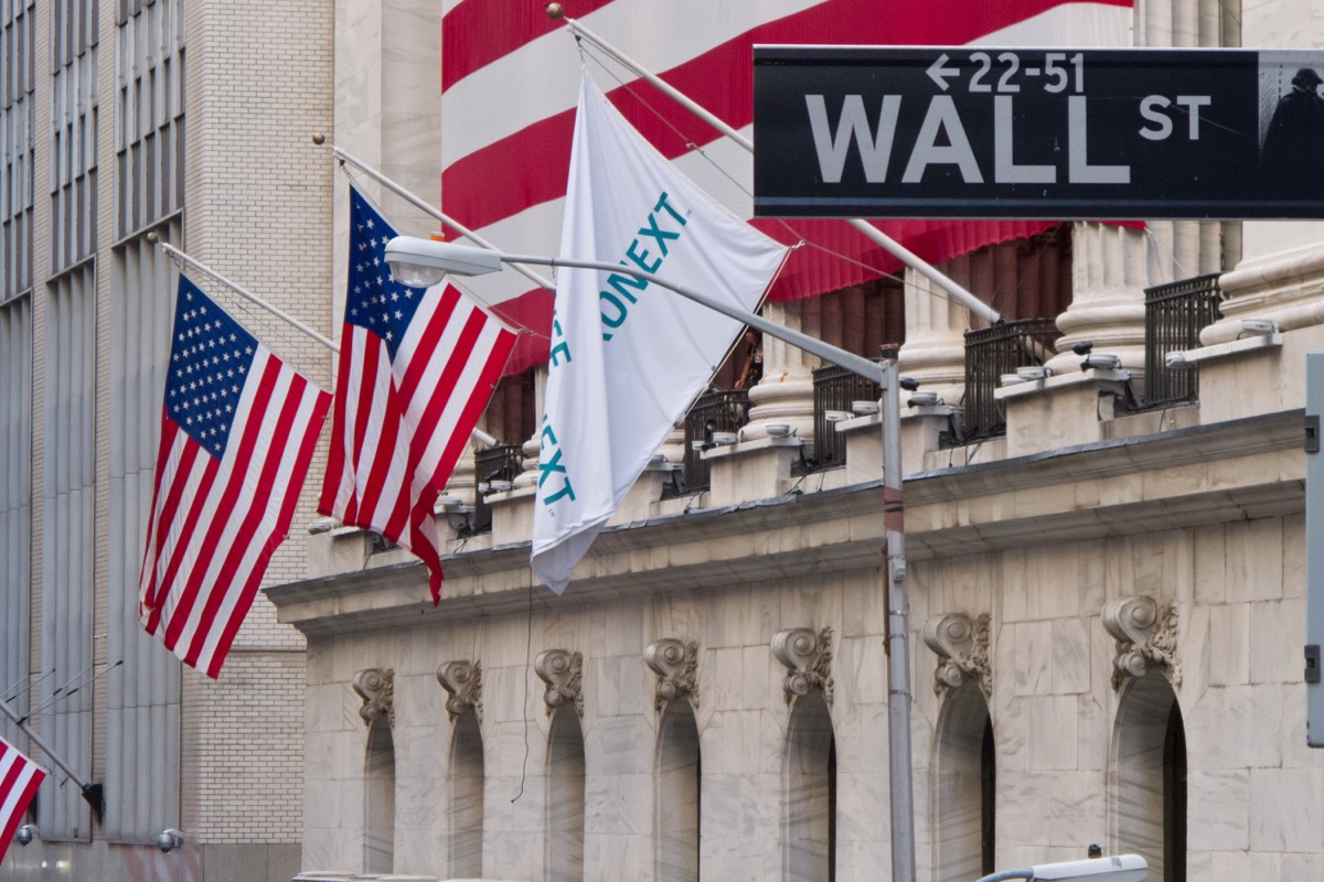 Historical July 25, 2012 view of the New York Stock Exchange building on Wall Street, New York.