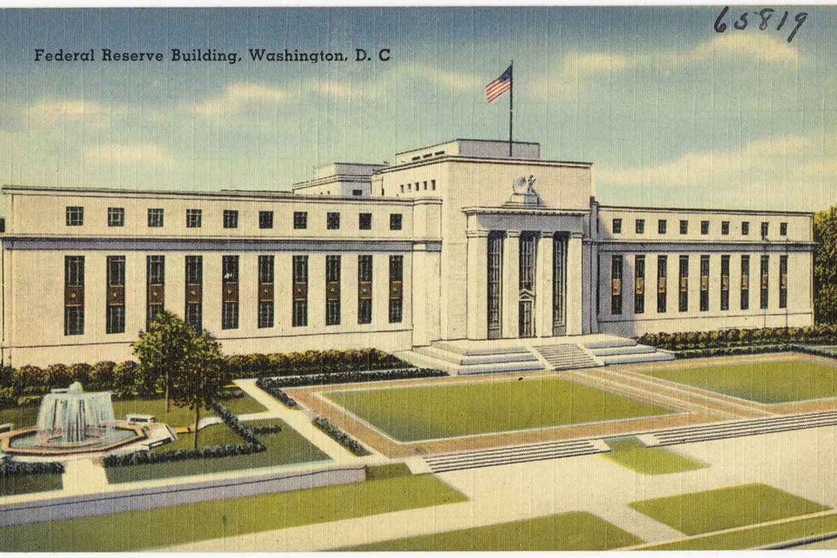 Historic 1930-1945 postcard of the Federal Reserve Building in Washington, D.C.