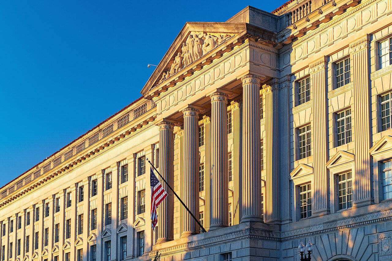 Historical May 31, 2024 exterior of the U.S. Department of Commerce's Herbert C. Hoover Federal Building in Washington, D.C.