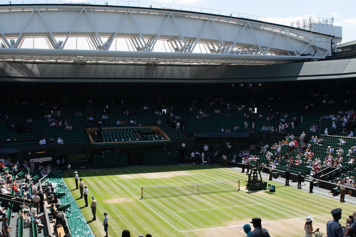 Wimbledon Centre Court during the 2022 tournament; historical venue context, not the 2027 draw or schedule